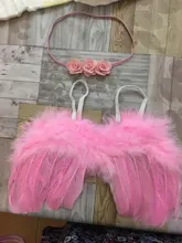 2 unids/set recién nacido lindo pluma de Ángel alas con bebé niña Diadema con rosas, accesorios para el cabello para accesorios de fotografía infantil