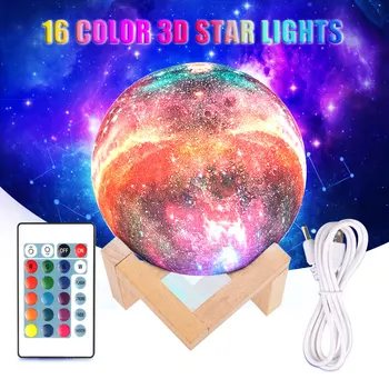 3D Printed Starry Sky Planet Moon Lamp 16 Color remote changeable Led Night Light Galaxy Lamp Bedroom Decor Creative Gift 15CM
3D Printed Starry Sky Planet Moon Lamp 16 Color remote changeable Led Night Light Galaxy Lamp Bedroom Decor Creative Gift 15CM