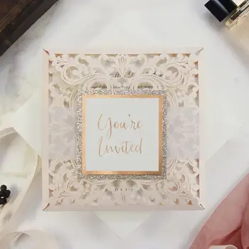 50/100pcs Laser Cut Wedding Invitations Cream Greeting Cards with Free Envelope Inserts Glitter Party with Band and Tag
50/100pcs Laser Cut Wedding Invitations Cream Greeting Cards with Free Envelope Inserts Glitter Party with Band and Tag