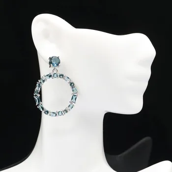 37x28mm Luxury Created London Blue Topaz Round Shape For Woman's Present Silver Earrings
37x28mm Luxury Created London Blue Topaz Round Shape For Woman's Present Silver Earrings