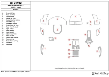 Interior trim for Mercedes Benz CL Class 2000-2005. Set L1192.
Interior trim for Mercedes Benz CL Class 2000-2005. Set L1192.