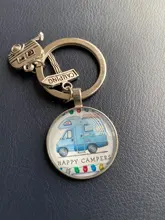 Llavero bonito de Camper Wagon, llavero de Camping I Love, Signpost de remolque, regalo de recuerdo de viaje de vacaciones, nuevo