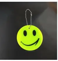 Llavero con cara sonriente de 6,5 CM, llaveros reflectantes, accesorios colgantes de bolsa, Seguridad de Tráfico de alta visibilidad
