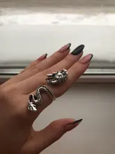 Anillo de estilo gótico para hombre y mujer, sortija de serpiente con diseño de garra de dragón y animales, Estilo Vintage, Punk, Hip Hop, apertura ajustable, regalo de joyería