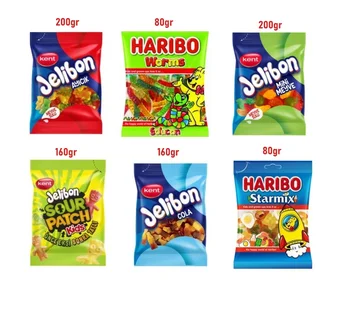 Turkish Jelibon Haribo unique flavor Cola juice softer and more delicious haribo Sourpatch delicious jellybeans from 6 pcs 
Turkish Jelibon Haribo unique flavor Cola juice softer and more delicious haribo Sourpatch delicious jellybeans from 6 pcs