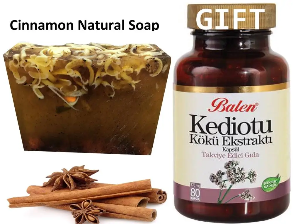 Anti Acne Cinnamon Natural Handmade Soaps 100 gr+Gift Valerian Extract Supplement Muscle Relaxant Natural Pain Reliever Anxiety
Anti Acne Cinnamon Natural Handmade Soaps 100 gr+Gift Valerian Extract Supplement Muscle Relaxant Natural Pain Reliever Anxiety