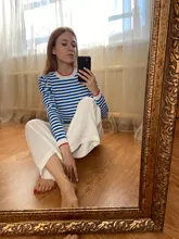 Knitted T-Shirt Tops Short-Sleeve Women Clothes Warmsway Striped Tees Woman Summer Casual