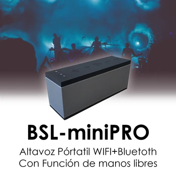 BSL-miniPRO, 10W portable speaker with WIFI and Bluetooth, compatible with hands-free and wide variety of devices, USB, SD
BSL-miniPRO, 10W portable speaker with WIFI and Bluetooth, compatible with hands-free and wide variety of devices, USB, SD