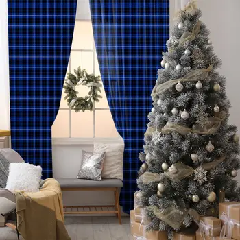 Curtain of Classic Checkered Design Plaid Pattern Traditional Artwork Printed Blue Black White 
Curtain of Classic Checkered Design Plaid Pattern Traditional Artwork Printed Blue Black White