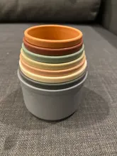 ¡Caliente! 8 Uds bebé de taza juguetes educativos juguetes del bebé Arco Iris, torre de apilamiento juguetes del baño del bebé juguetes de los niños regalo