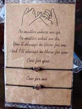 Charmsmic-Pulseras de la amistad de Color plata Vintage para amantes, brazaletes hechos A mano con tarjeta de deseos, venta al por mayor