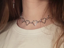 Gargantilla de eslabones con corazón hueco para mujer, collar dorado, cadena llamativa, regalo de fiesta, joyería para niña