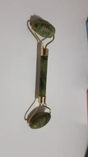 Rodillo de Jade VERDE de doble cabeza, masajeador elíptico para cara, cuello, cara, adelgazante, herramientas de belleza de cara delgada, 1 Estiramiento Facial