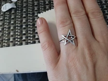 Retro tailandés Color plateado pentagrama estrella anillo ajustable para mujeres de moda regalo de fiesta, joyería S-R284