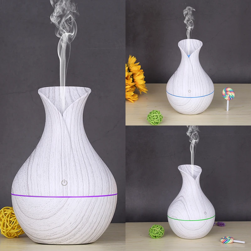 UK 130ml Mini LED Ultrasonic Air Humidifier Diffuser Essential Oil Mist Aroma 3[White Wooden Grain] | Дом и сад