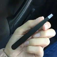 Pinzas para cejas, Belleza del cabello de acero inoxidable para quitar el pelo, accesorios de herramientas de maquillaje, color negro/rosa, 1 ud.