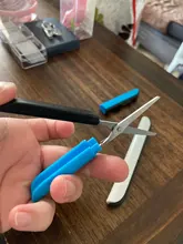 Tijeras seguras portátiles y creativas para cortar papel, suministros para oficina, escuela, bolígrafo de modelado, 1 ud.