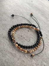 Pulsera de cuentas de piedra ajustable de 4MM para mujer, brazalete tejido de ágatas naturales, jaspe, ónix, lapislázuli, regalo de Año Nuevo, joyería