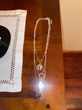 ABDOABDO-Collar de cadena de acero inoxidable para mujer, borla con varias capas, con lentejuelas, colgante redondo para clavícula