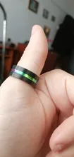 FDLK joyería de los hombres negro anillo de boda de acero inoxidable 8mm colorido Arco Iris tamaño 6 anillo-13
