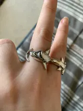 2 unids/set Vintage Punk Simple tiburón Animal ajustable conjunto de anillos de dedo Retro gran tiburón blanco apertura joyería accesorios regalos