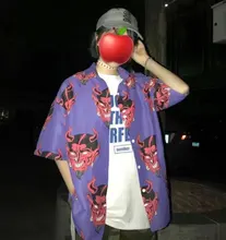 QWEEK-camisa Harajuku morada para mujer, blusa gótica de Anime de talla grande, estilo coreano para primavera y verano, moda Ulzzang 2021