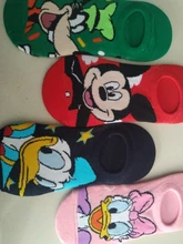 Disney-Calcetines de algodón para niña, medias invisibles de tobillo de Minnie, Mickey, Pato Donald, verano y otoño