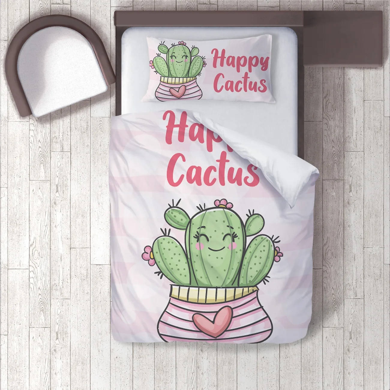 

Duvet Cover Set Bedding Set Pillow Case for Baby and Kids Room 3D Printed Happy Cactus Light Pink Model 137