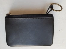 GENODERN-monedero Vintage Crazy Horse de cuero genuino para hombre, monedero con cremallera de cuero genuino, soporte de llave Retro, monedero pequeño