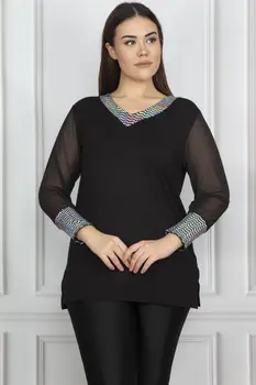 Sans Textile Women 'S Sleeves Chiffon Sequin Detail Bluz 65 N15892 
Sans Textile Women 'S Sleeves Chiffon Sequin Detail Bluz 65 N15892