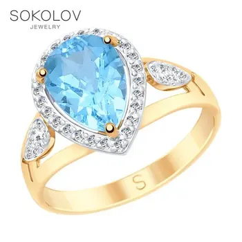 SOKOLOV ring gold with Topaz and cubic zirkonia, fashion jewelry, 585, women's male
SOKOLOV ring gold with Topaz and cubic zirkonia, fashion jewelry, 585, women's male