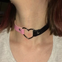 Gargantilla gótica Punk de cuero PU para mujer, cadena con hebilla de corazón, Collar, joyería para fiesta, accesorios para el cuello 2021