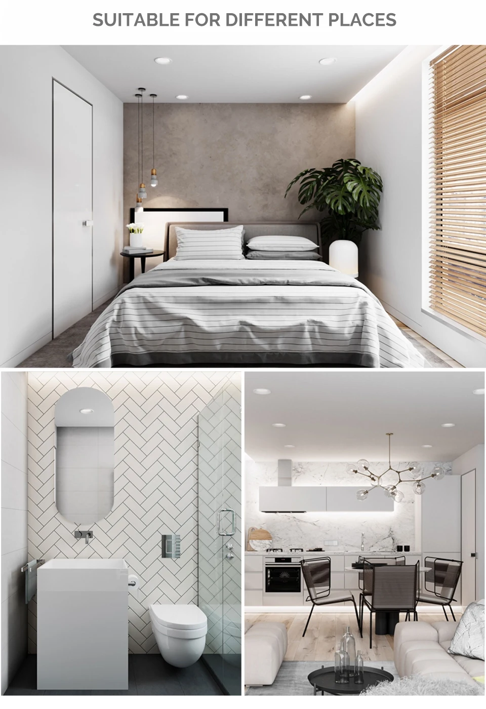 SCON DC220V/110V 7W 12W Bathroom Living room Bedroom All White Modern Thin Bezel Frame Ceiling Dimmable Recessed LED Downlight