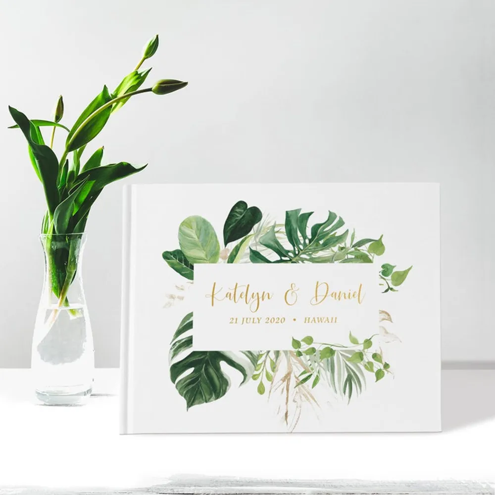 Greenery Wedding Guest Book Custom Tropical Guestbook hen party idea book Alternative sign in book journal birthday photo album
Greenery Wedding Guest Book Custom Tropical Guestbook hen party idea book Alternative sign in book journal birthday photo album