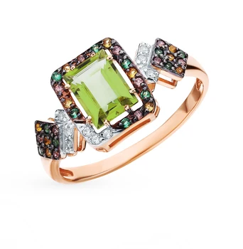 Gold ring with sultanites, cubic zirconia, citrines and nanospinels sunlight sample 585
Gold ring with sultanites, cubic zirconia, citrines and nanospinels sunlight sample 585