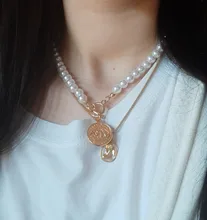 Gargantilla de perlas góticas para mujer, Collar de Color dorado, colgante Lasso, joyería en el cuello, cadena de cuentas, Gargantilla para niña, Kpop