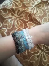 Brazalete de piedras de Gema naturales irregulares, cuentas de viruta elásticas, amazonita pepitas de, brazaletes de cristal de cuarzo rosa para mujer