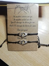 Charmsmic-Pulseras de la amistad de Color plata Vintage para amantes, brazaletes hechos A mano con tarjeta de deseos, venta al por mayor