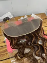 Aliafee destacar de color Ombre pelo mechones con Frontal P4/30 de la onda del cuerpo del Remy extensiones de cabello humano mechones con 13x4 Frontal de encaje