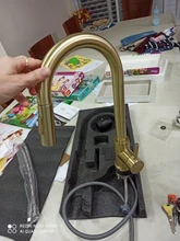 Gold Kitchen Faucet Brushed Crane Pull-Out Cold-Mixer Single-Handle Rotatble Hot 360