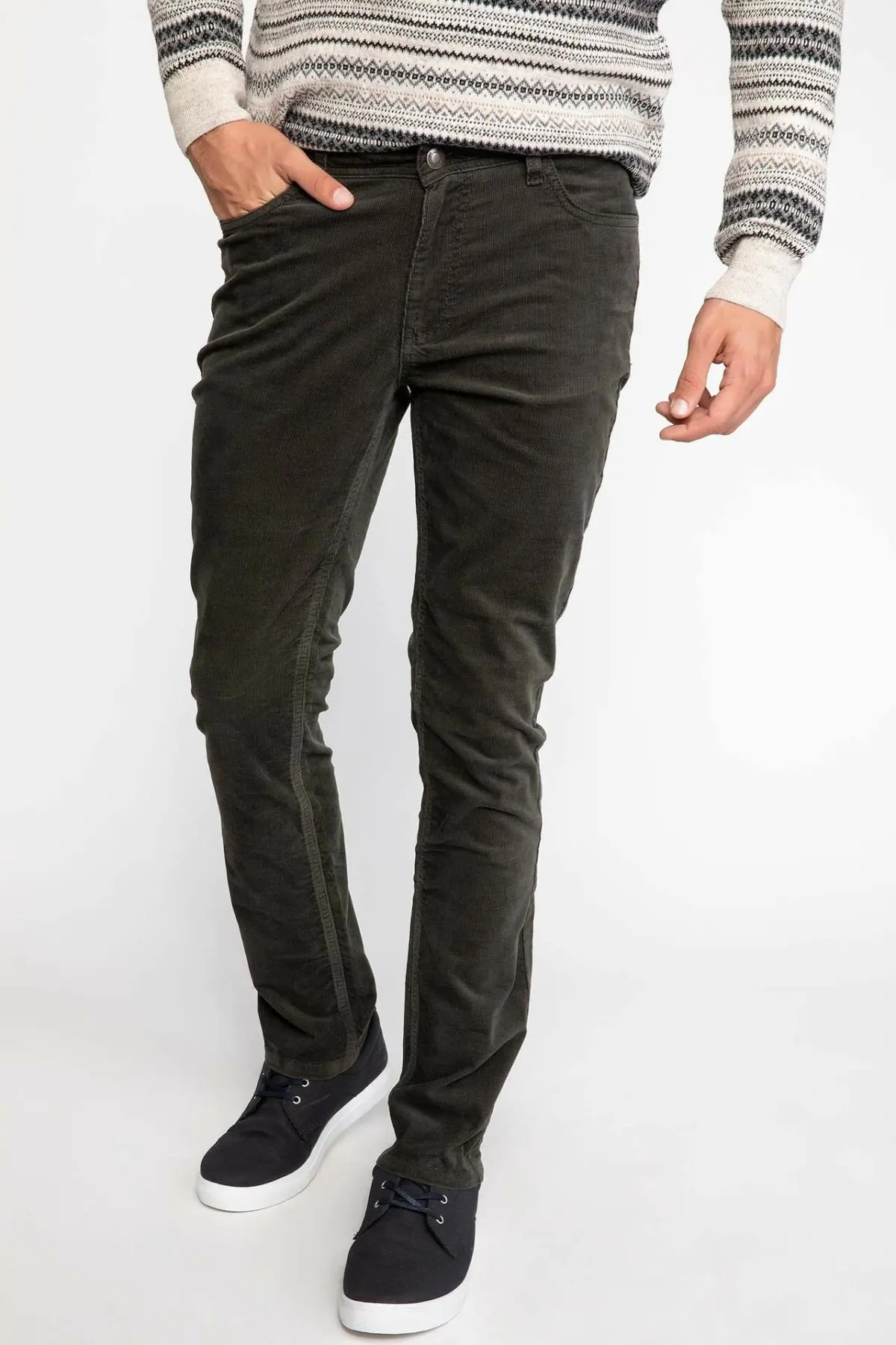 DeFacto мужские брюки повседневные длинные Средняя Талия Брюки карго сплошной цвет