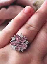 Nuevo romántico flor de cerezo circón anillos de dama de moda elegante Sakura princesa anillos de boda de joyería de la novia