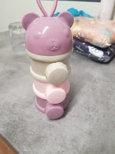 Caja portátil de almacenamiento de alimentos para bebés, recipiente para aperitivos con dibujos animados de cereales esenciales, estilo oso, 3 / 4 capas