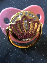 Chupete de bebé con diamantes de imitación, elegante accesorio infantil con brillantes, en color rosa