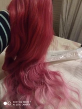 LOUIS FERRE largo degradado rojo rosado pelucas sintéticas azul púrpura Cosplay peluca con Bnags para las mujeres negras resistente al calor de fibra