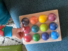 Bloques de construcción de arcoíris de madera para niños, juguetes de apilamiento de arcoíris, bolas, juguete educativo Montessori