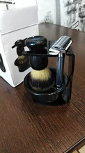 Jabonera de afeitar 3 en 1 + cepillo de afeitar + soporte de afeitado cepillo de pelo de cerdas herramienta de limpieza de barba para hombre, camiseta nueva, regalo
