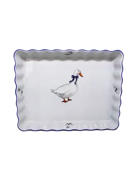 Форма квадратная 19 см с волнистым краем; декор "Гуси"; жаропр. Фарфор 
Форма квадратная 19 см с волнистым краем; декор "Гуси"; жаропр. Фарфор