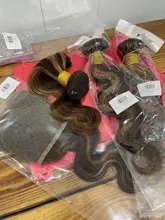 Aliafee destacar de color Ombre pelo mechones con Frontal P4/30 de la onda del cuerpo del Remy extensiones de cabello humano mechones con 13x4 Frontal de encaje