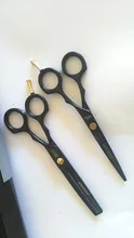 Juego de tijeras de peluquería profesional, 5,5 , corte y adelgazamiento de peluquero, alta calidad, estilos plateados/negros